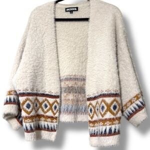 Sweet & Sinful women’s small Kimono Aztec Cardigan Sweater Bohemian cream orange